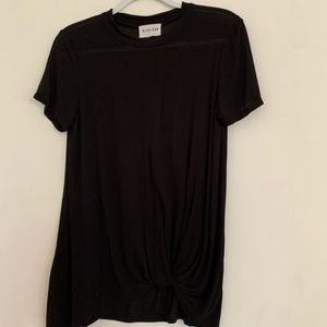 Black shirt with knot at bottom